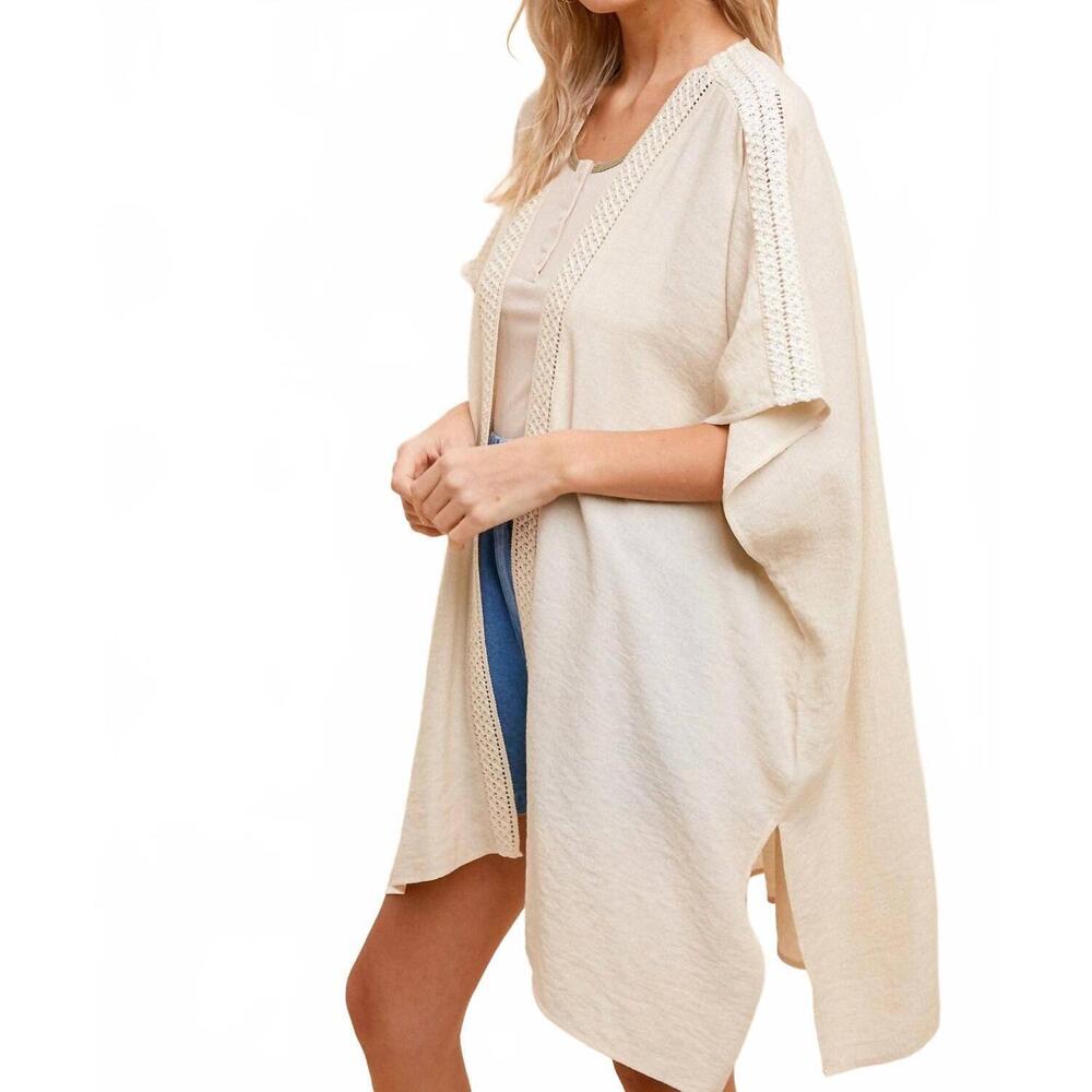 NEW HEM & THREAD women's lariat lace coverup in white